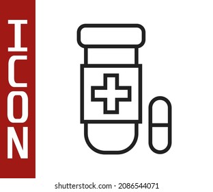 Black line Antidote icon isolated on white background.  Vector