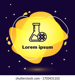 Black line Antifreeze test tube icon isolated on blue background. Auto service. Car repair. Abstract banner with liquid shapes. Vector Illustration