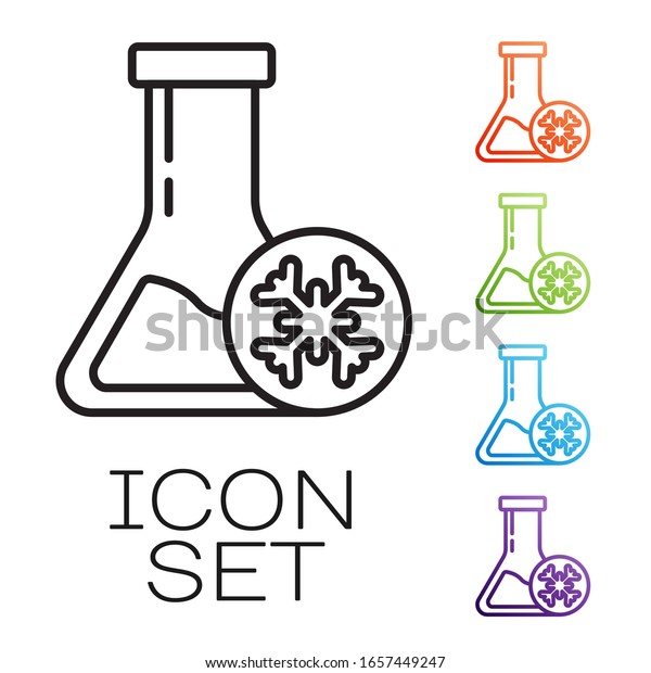 Black line Antifreeze test tube icon\
isolated on white background. Auto service. Car repair. Set icons\
colorful. Vector\
Illustration