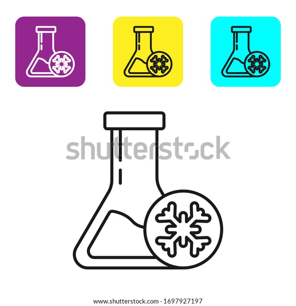 Black line Antifreeze test tube icon\
isolated on white background. Auto service. Car repair. Set icons\
colorful square buttons. Vector\
Illustration