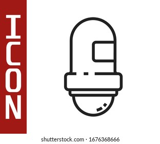 Black line Antiperspirant deodorant roll icon isolated on white background. Cosmetic for body hygiene.  Vector Illustration