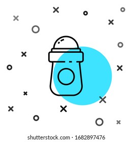 Black line Antiperspirant deodorant roll icon isolated on white background. Cosmetic for body hygiene. Random dynamic shapes. Vector Illustration