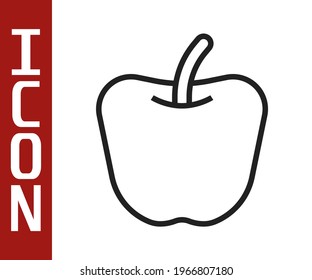 Black line Apple icon isolated Black line background. Excess weight. Healthy diet menu. Fitness diet apple.  Vector