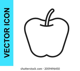 Icono de Apple de línea negra aislado en fondo blanco. Exceso de peso. Menú de dieta saludable. Gimnasio dieta manzana.  Vector