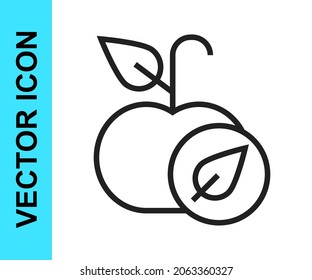 Icono de Apple de línea negra aislado en fondo blanco. Exceso de peso. Menú de dieta saludable. Gimnasio dieta manzana.  Vector
