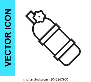 Black line Aqualung icon isolated on white background. Oxygen tank for diver. Diving equipment. Extreme sport. Diving underwater equipment.  Vector