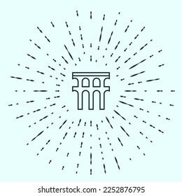 Black line Aqueduct of Segovia, Spain icon isolated on grey background. Roman Aqueduct building. National symbol of Spain. Abstract circle random dots. Vector svg