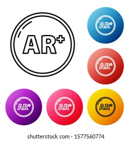 Black line Ar, augmented reality icon isolated on white background. Set icons colorful circle buttons. Vector Illustration