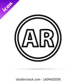Black line Ar, augmented reality icon isolated on white background.  Vector Illustration