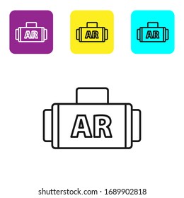 Black line Ar, augmented reality icon isolated on white background. Set icons colorful square buttons. Vector Illustration