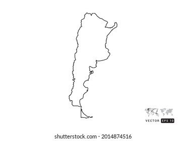 Black  line Argentina map vector on white background.