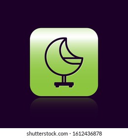 Black line Armchair icon isolated on black background. Green square button. Vector Illustration