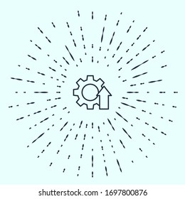 Black line Arrow growth gear business icon isolated on grey background. Productivity icon. Abstract circle random dots. Vector Illustration