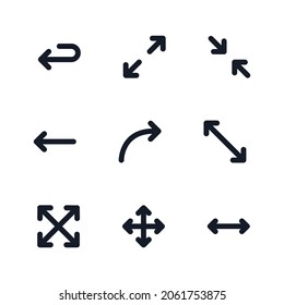 Black line arrow icon design pack