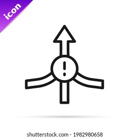 Black line Arrow icon isolated on white background. Direction Arrowhead symbol. Navigation pointer sign.  Vector