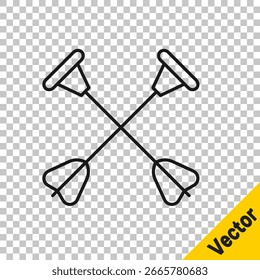 Flecha de línea negra con el icono de la punta del lechón aislado en fondo transparente.  Vector
