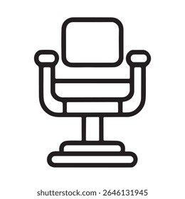 Black Line Art Barber Chair Icon Vector for Modern Beauty Salon and Haircut