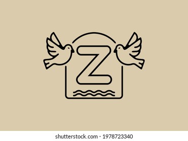 Black line art of birds with Z initial letter design