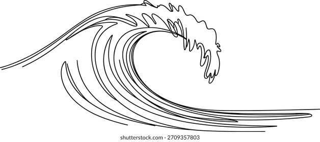Schwarze Linie Teil einer brechenden Ozeanwelle Wasser brechende Welle