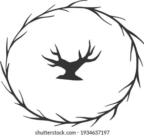 Black line art brunches. Abstract tree trunk. Vector illustration