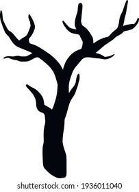 Black line art brunches. Abstract tree trunk. Vector illustration