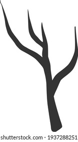 Black line art brunches. Abstract tree trunk. Vector illustration