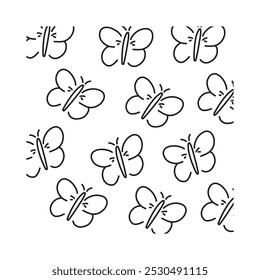 Projeto de fundo padrão borboleta de arte de linha preta. modelos padrão