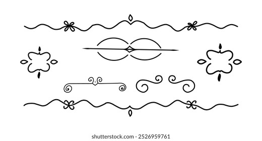 black line art calligraphic vector illustration