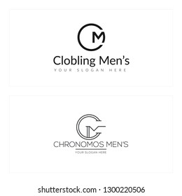 Black line art circle initial M combination mark logo design concept suitable for business retail clubbing fashion store salon