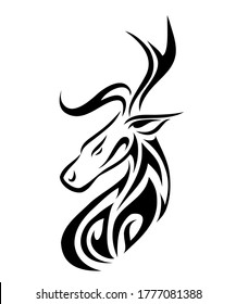 Black Line art deer head logo vector