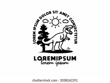 Black line art of dinosaur with lorem ipsum text design