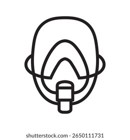 Black Line Art Diving Mask Icon Illustration scuba mask