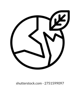 Black line art earth globe icon