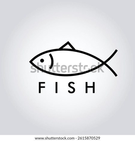 Black Line Art Fish Logo Vector – Minimalist Animal Icon for Marine Branding, Clean Logo Design for Wellness, Nature and Organic Products