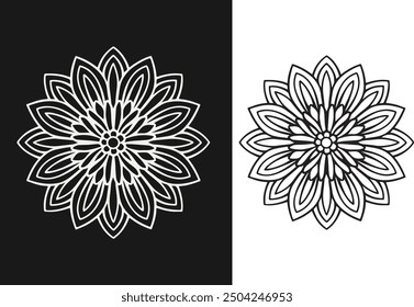 Black line art of a flower , floral pattern  for kids coloring book in white background