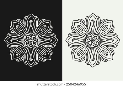 Black line art of a flower , floral pattern  for kids coloring book in white background