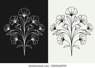 Black line art of a flower , floral pattern  for kids coloring book in white background