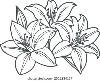 Black line art of flowers for kids coloring book colour page doodle art in white background