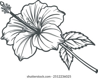 Linha preta arte de flores para crianças colorir livro cor página doodle arte em fundo branco