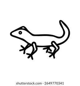 Black Line Art Gecko Lizard Reptile Illustration vector