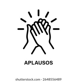 Vetor de ícone de palmas de mão de arte de linha preta