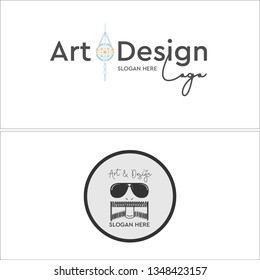 Black line art hanger decoration glasses circle combination mark logo design vector concept suitable for design sales manufacturer handicrafts fashion clothes