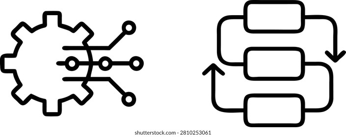 Black line art icon of a spider crawling on a web symbol vector illustration