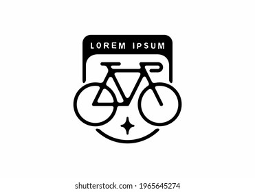 Black line art illustration of bicycle in half oval shape design