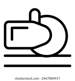 Black line art illustration of a circular saw on a white background, ideal for web and print
