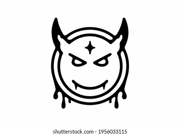 Black line art illustration of devil head design