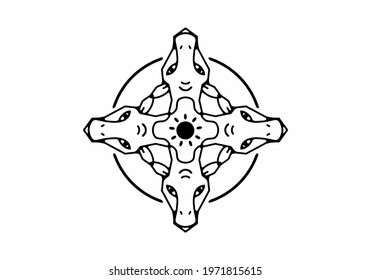 Black line art illustration of giraffe head design
