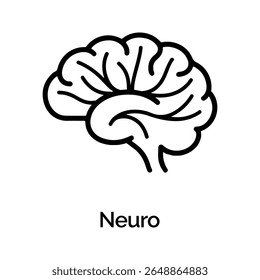 Black Line Art Illustration of a Human Brain Neuro