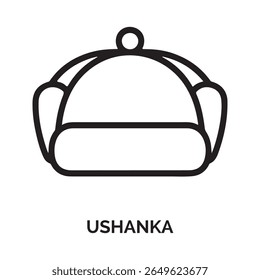 Black Line Art Illustration of a Ushanka Hat winter hat