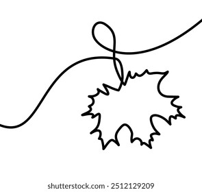 Black line art of a maple leaf with a flowing loop design, ideal for modern and minimalist fall-themed illustrations and designs.